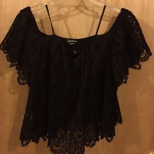 Bebe off the shoulder top lace
